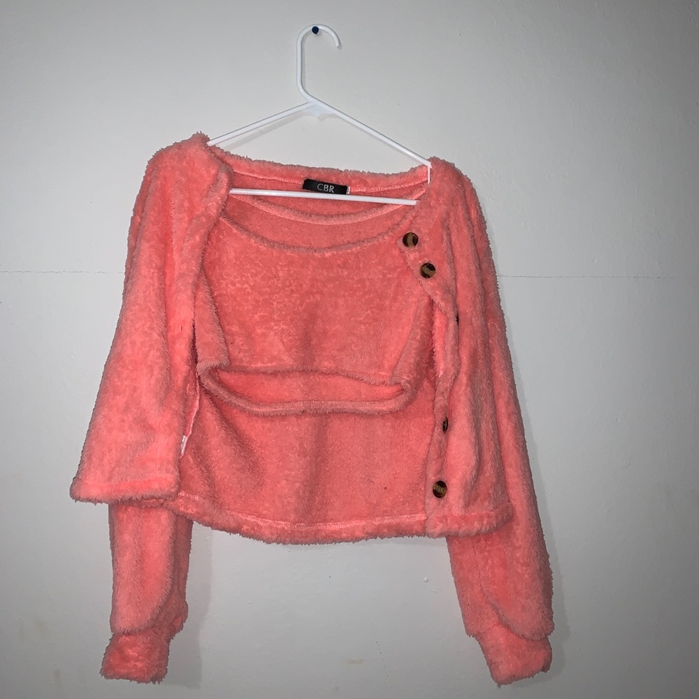 Cute Fluffy Pink Sweater and Top